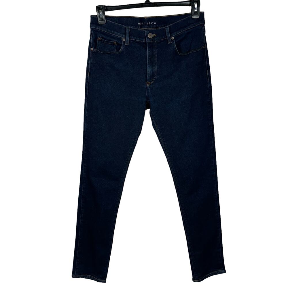 Mott & Bow Mens SZ W33 L32 Skinny Jeans Zip-Fly Dark Wash Stretch Pockets Blue
